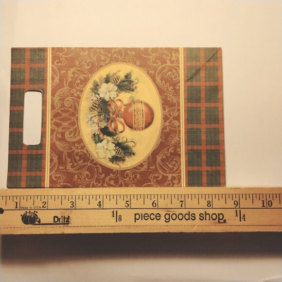 Holiday Gift Bag Classic Christmas Plaid Ornament Design Small 8x5 - Picture 2 of 3